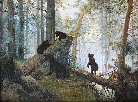 Картина мишки в лесу